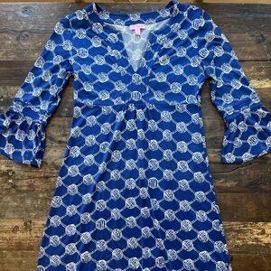 Lily Pulitzer Sailor Nautical Knot Print 3/4 Flutter Sleeve dress Sz XS